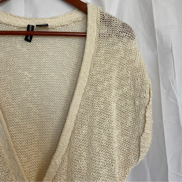 JASON MAXWELL Women’s Cream Short Sleeve V Neck Knit Cardigan Sweater Size Large - Picture 3 of 10